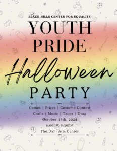 Rainbow poster for the Youth Pride Halloween Party