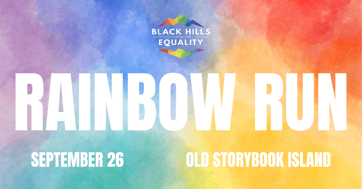 rainbow watercolor background with text that says Rainbow Run September 26